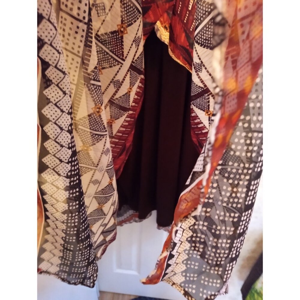 NWT CHRIS McLAUGHLIN Flowy Fit & Flare Dress 18W BROWN RED BLACK Summer Boho - Picture 10 of 10